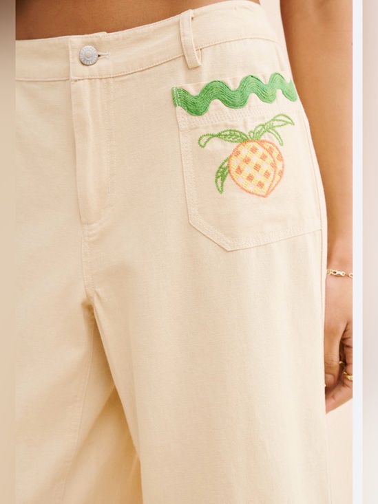 BDG Pants - BDG Joey Embroidered Pants wideleg fit and embroidered pockets green wavy trim 2